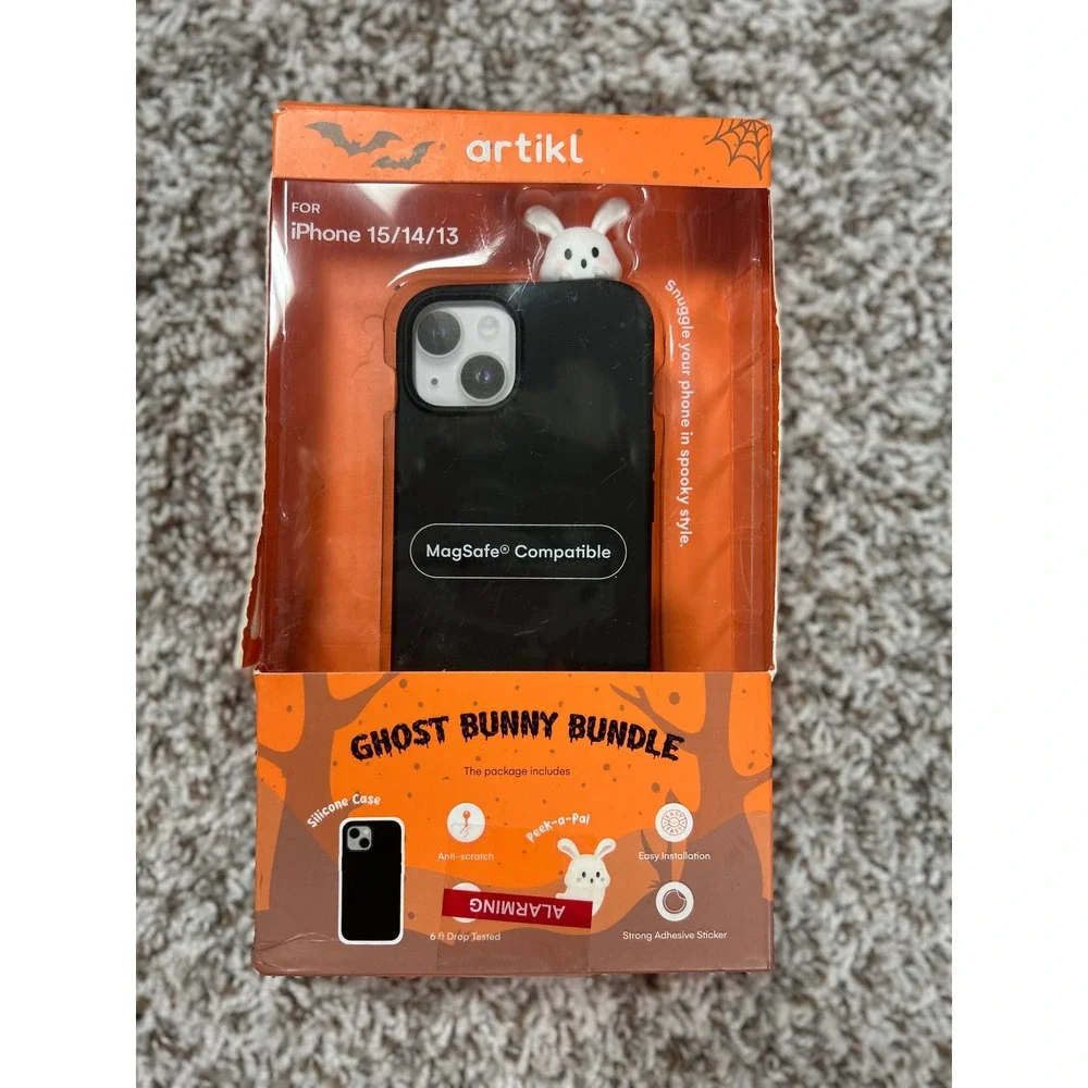 Artikl Ghost Bunny Bundle iPhone 15 14 13 MagSafe Silicone Case Black